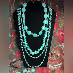 Turquoise Stack   Set of 3 turquoise necklace bundle